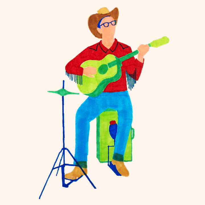 Animation of Hopalong Andrew preforming Thank God I'm a City Boy